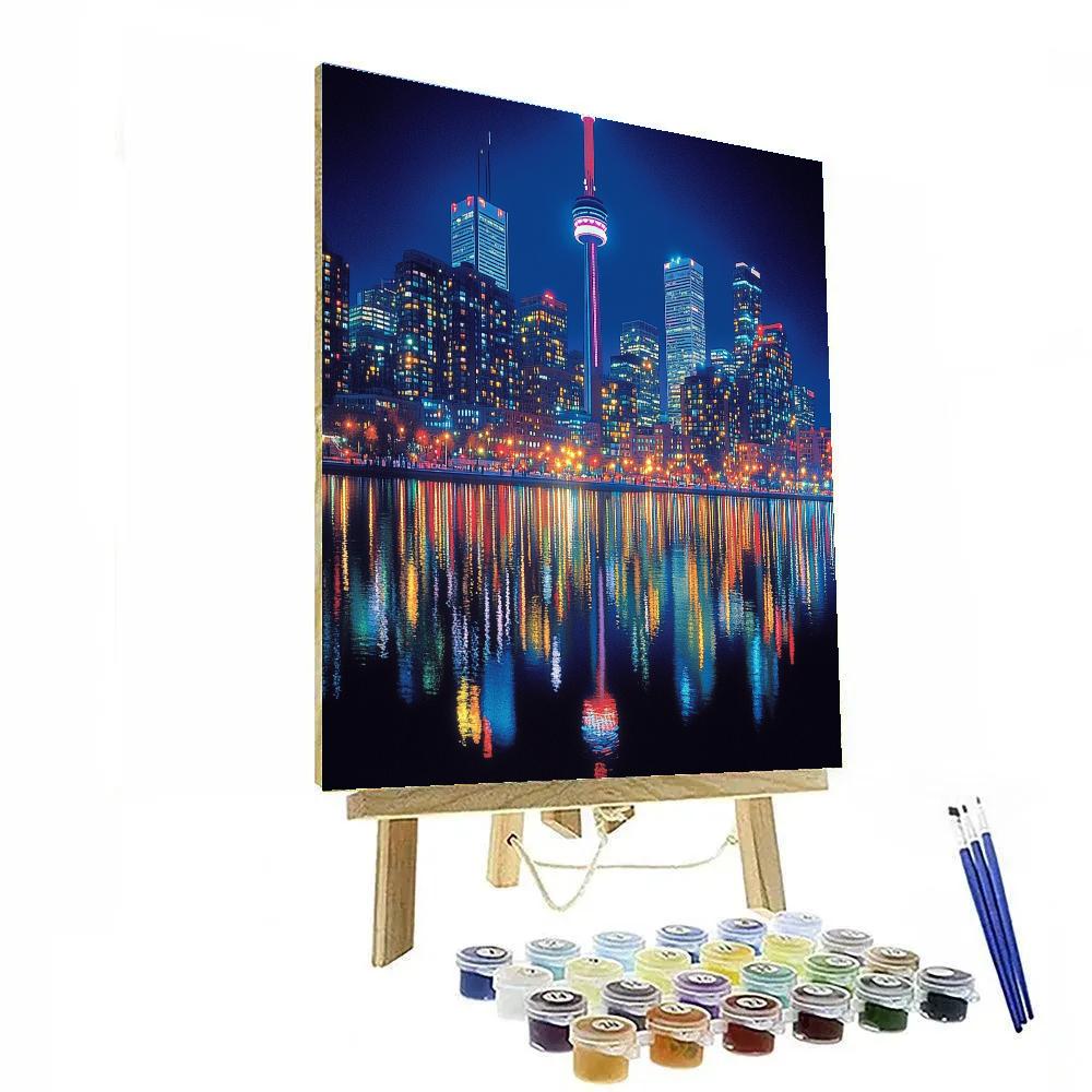Night View Of CN Tower And Toronto Skyline Canada painting number kit
