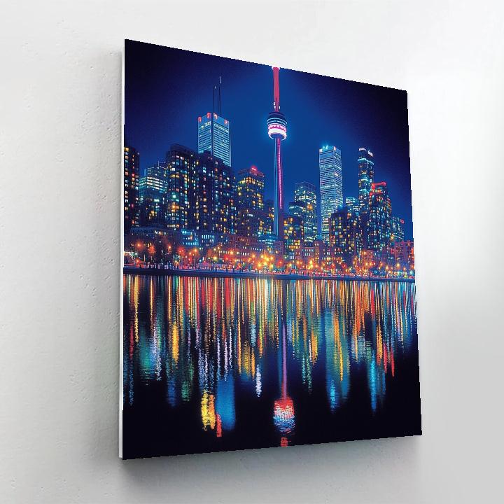 Night View Of CN Tower And Toronto Skyline Canada painting number kit
