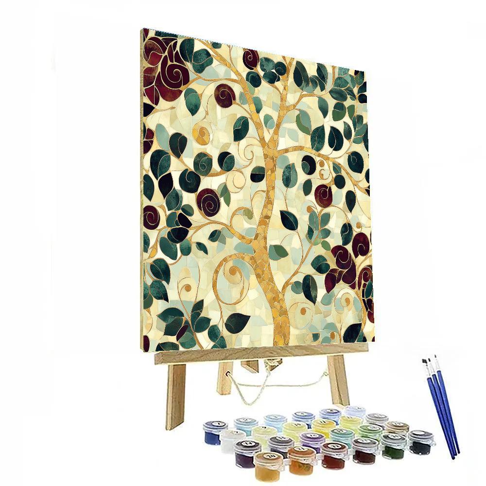 Gustav Klimt Inspired Ornamental Forest Whispers paint by numbers