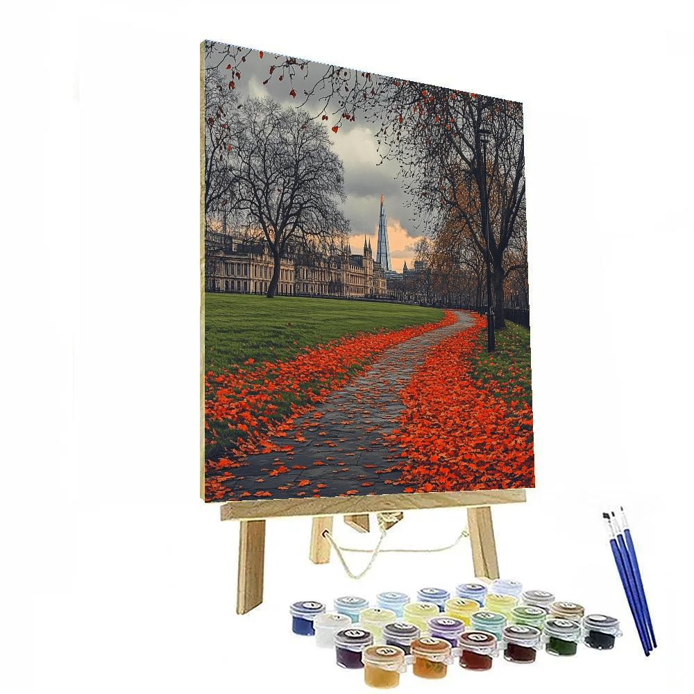 Autumn In Hyde Park With London Skyline United Kingdom paint by color