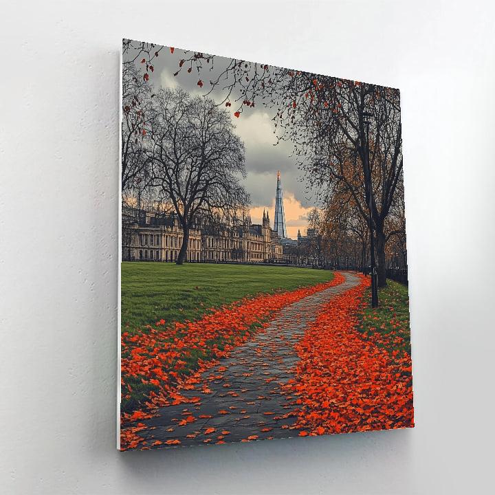 Autumn In Hyde Park With London Skyline United Kingdom paint by color