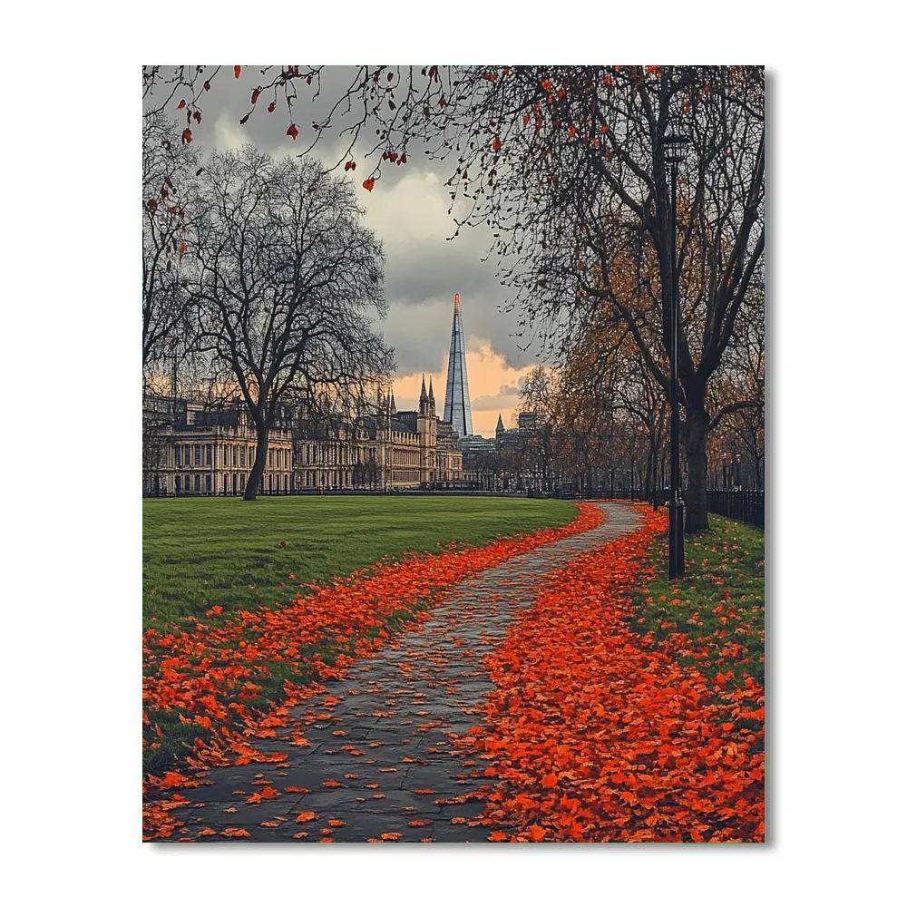 Autumn In Hyde Park With London Skyline United Kingdom paint by color