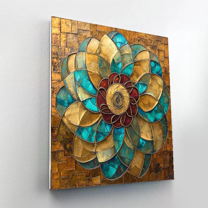 Gustav Klimt Inspired Golden Spiral Blossom paint by color