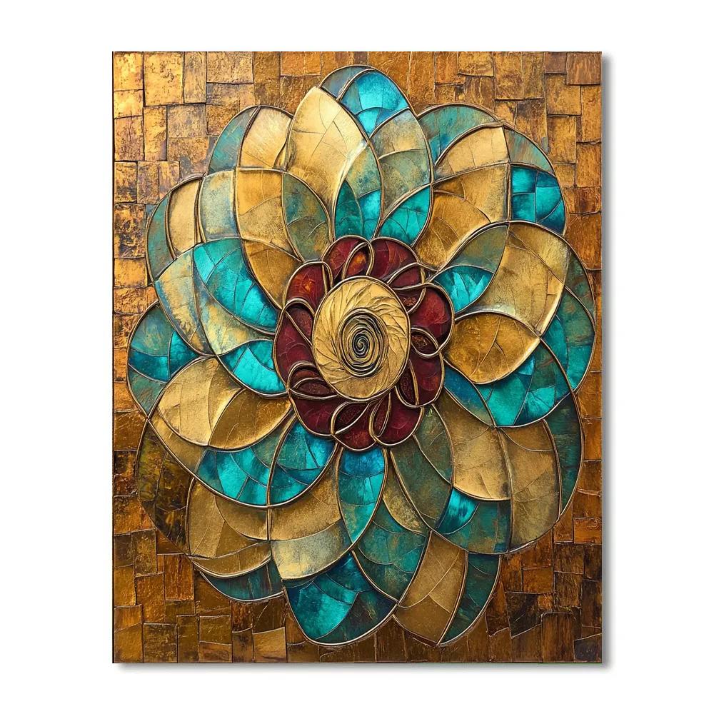 Gustav Klimt Inspired Golden Spiral Blossom paint by color