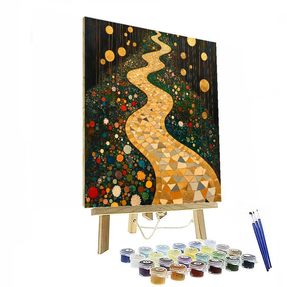 Gustav Klimt Inspired Mosaic Garden Pathways paint by numbers