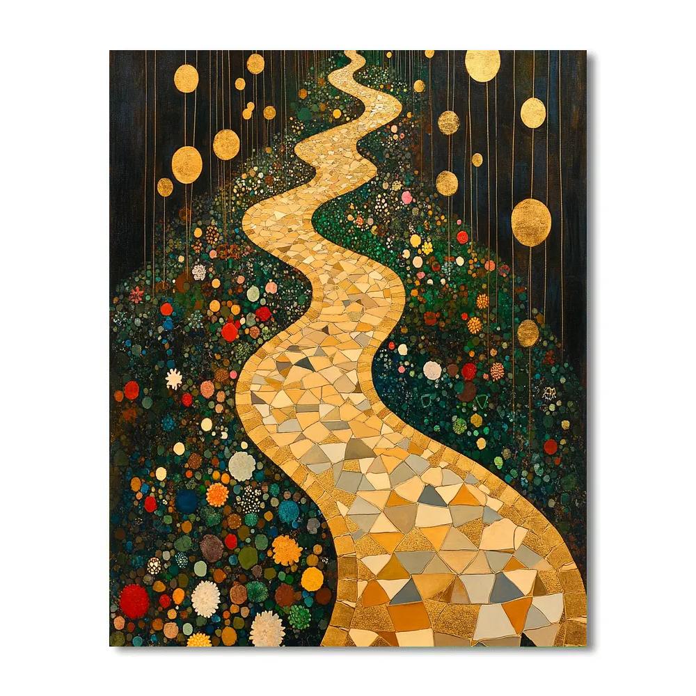 Gustav Klimt Inspired Mosaic Garden Pathways paint by numbers