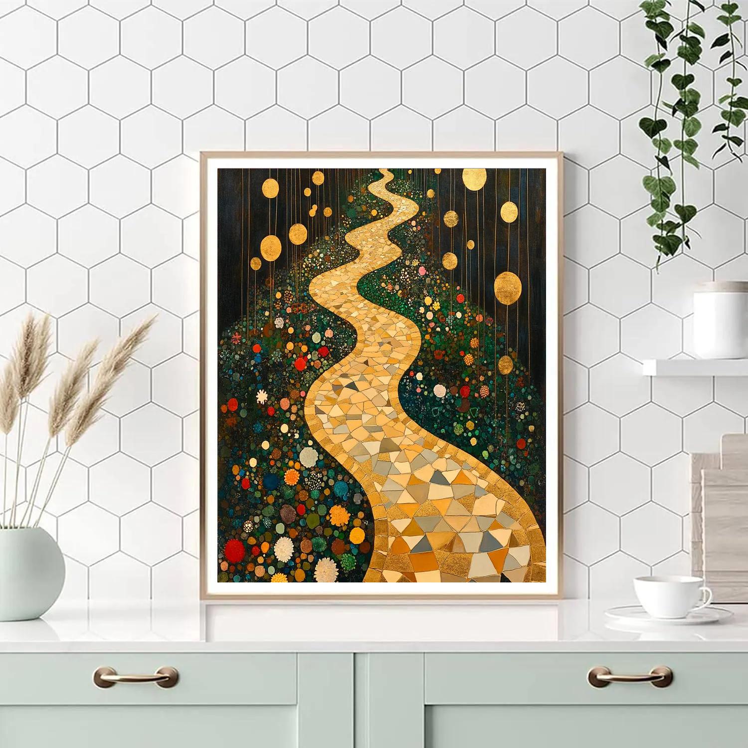 Gustav Klimt Inspired Mosaic Garden Pathways paint by numbers