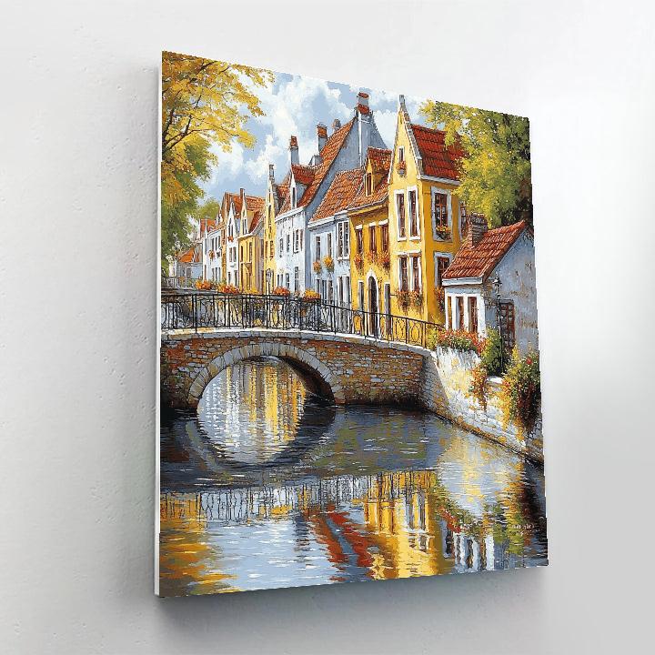 Colorful Canal Houses And Bridges In Ghent Belgium paint by numbers