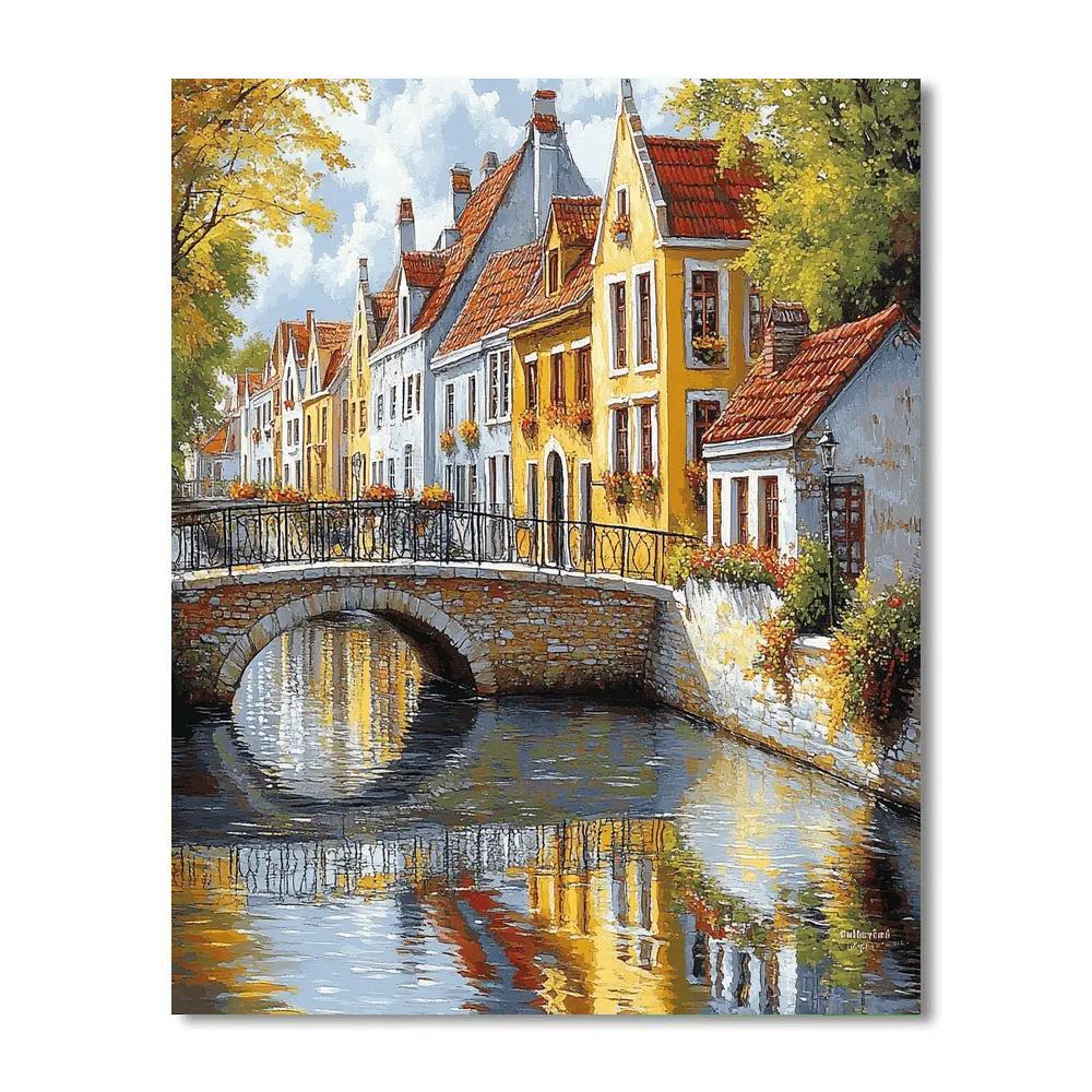 Colorful Canal Houses And Bridges In Ghent Belgium paint by numbers