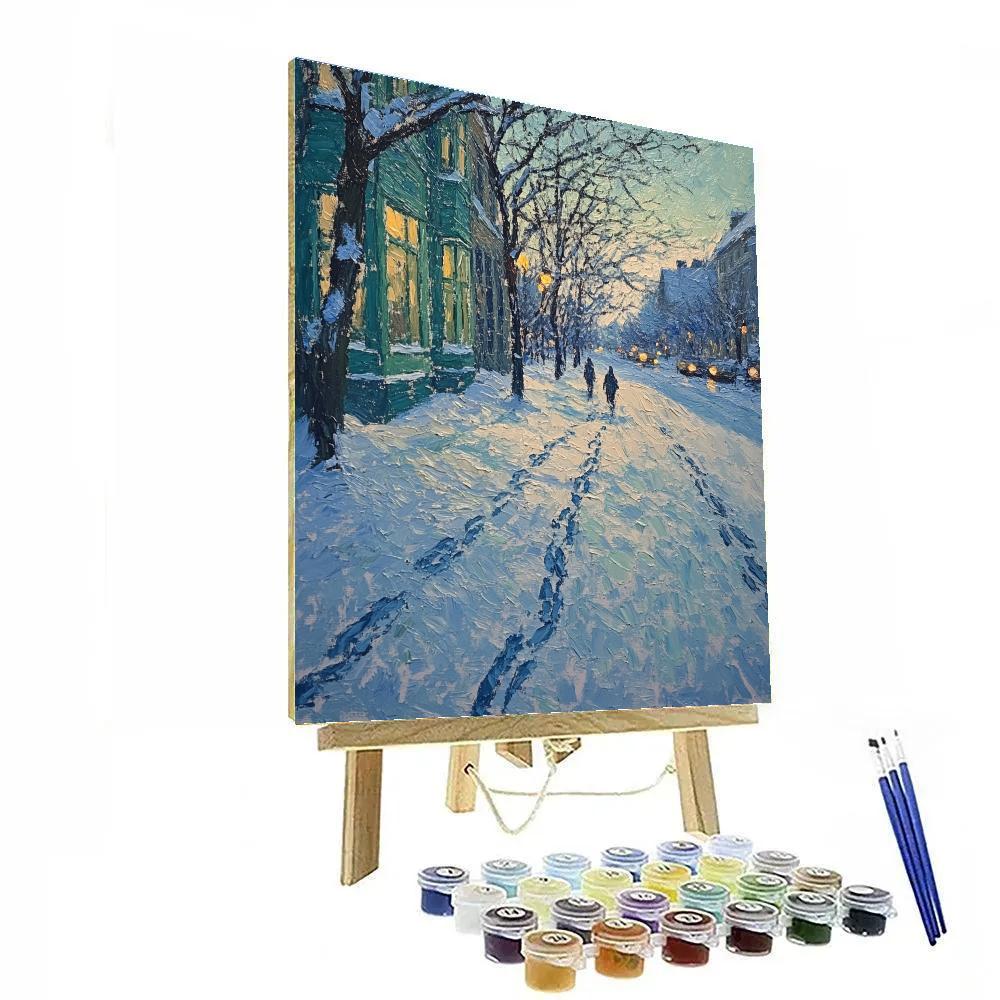 Edvard Munch Inspired Winter Aurora Street Numbered painting kits