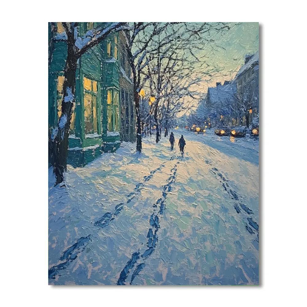 Edvard Munch Inspired Winter Aurora Street Numbered painting kits