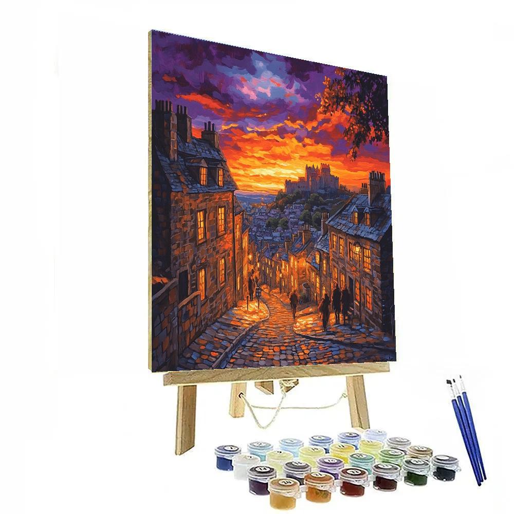 Sunset Over Edinburgh Old Town Scotland Numbered painting kits
