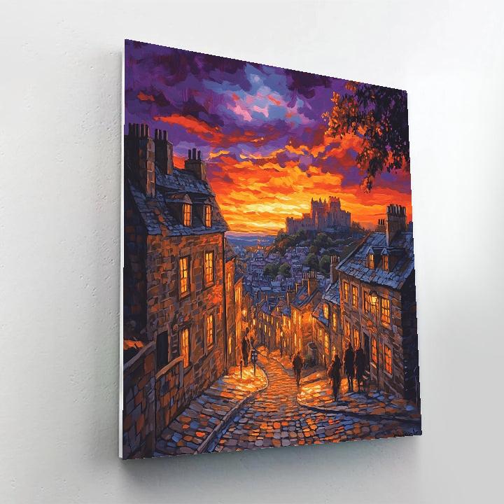 Sunset Over Edinburgh Old Town Scotland Numbered painting kits