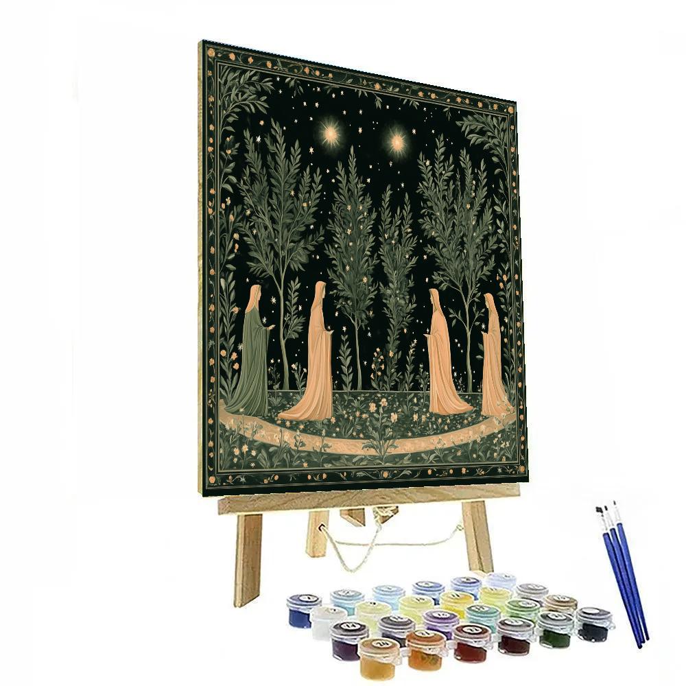Edward Burne Jones Inspired Starlit Garden Number painting