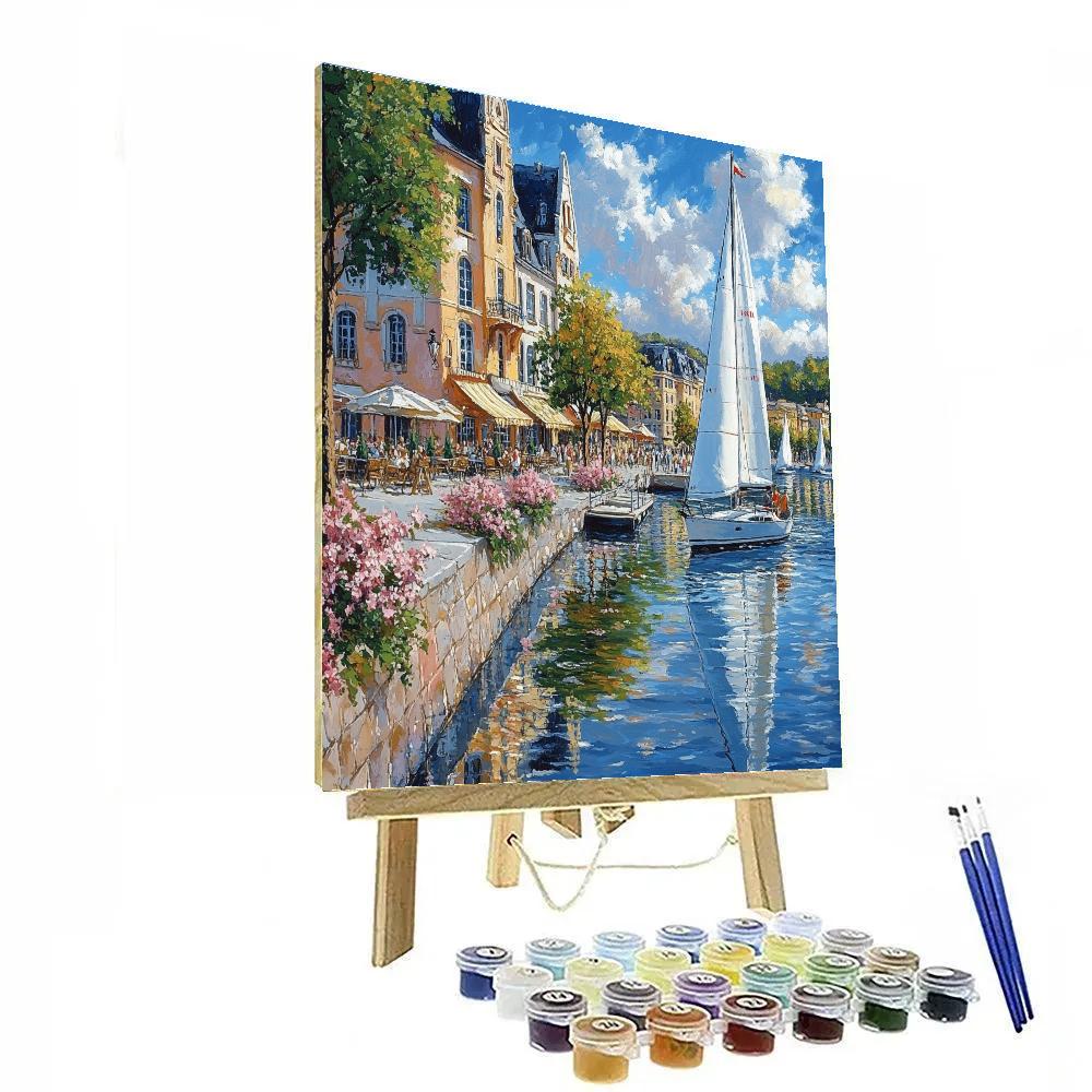 Skyline And Lakeside Promenade In Zurich Switzerland Paint by numbers kits