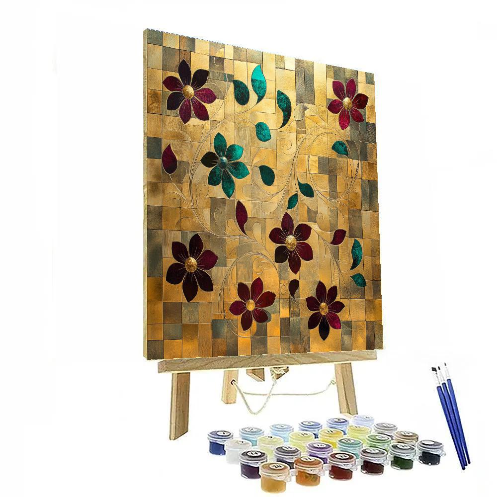 Gustav Klimt Inspired Abstract Floral Scrolls DIY paint by numbers