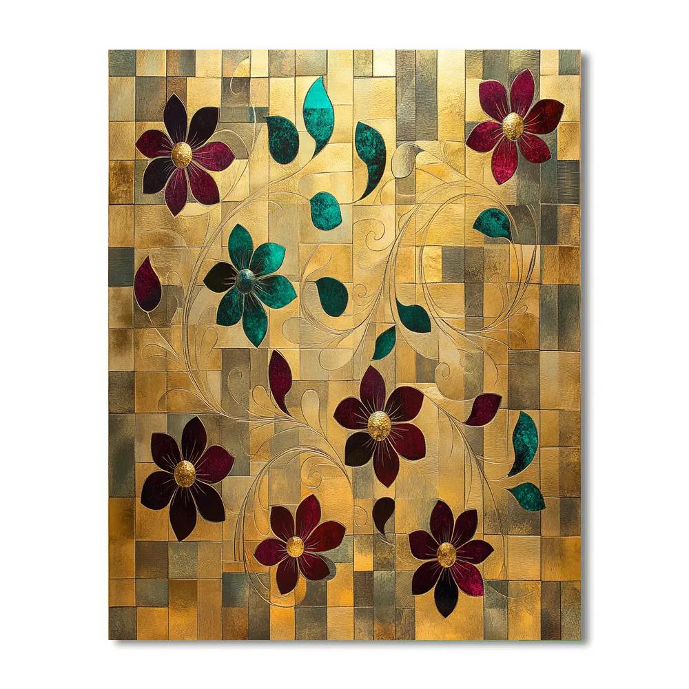 Gustav Klimt Inspired Abstract Floral Scrolls DIY paint by numbers