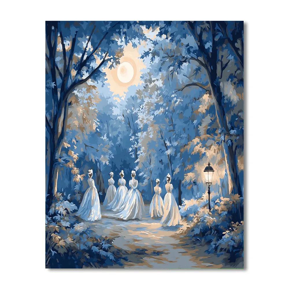 Antoine Watteau Inspired Fete In Moonlight painting number kit