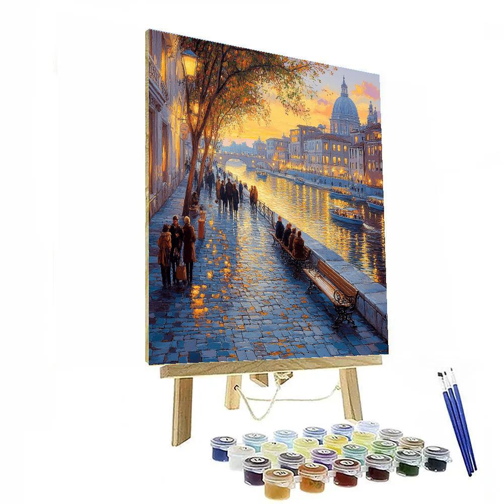 The Romantic Riverbank Of The Tiber In Rome Italy paint by number
