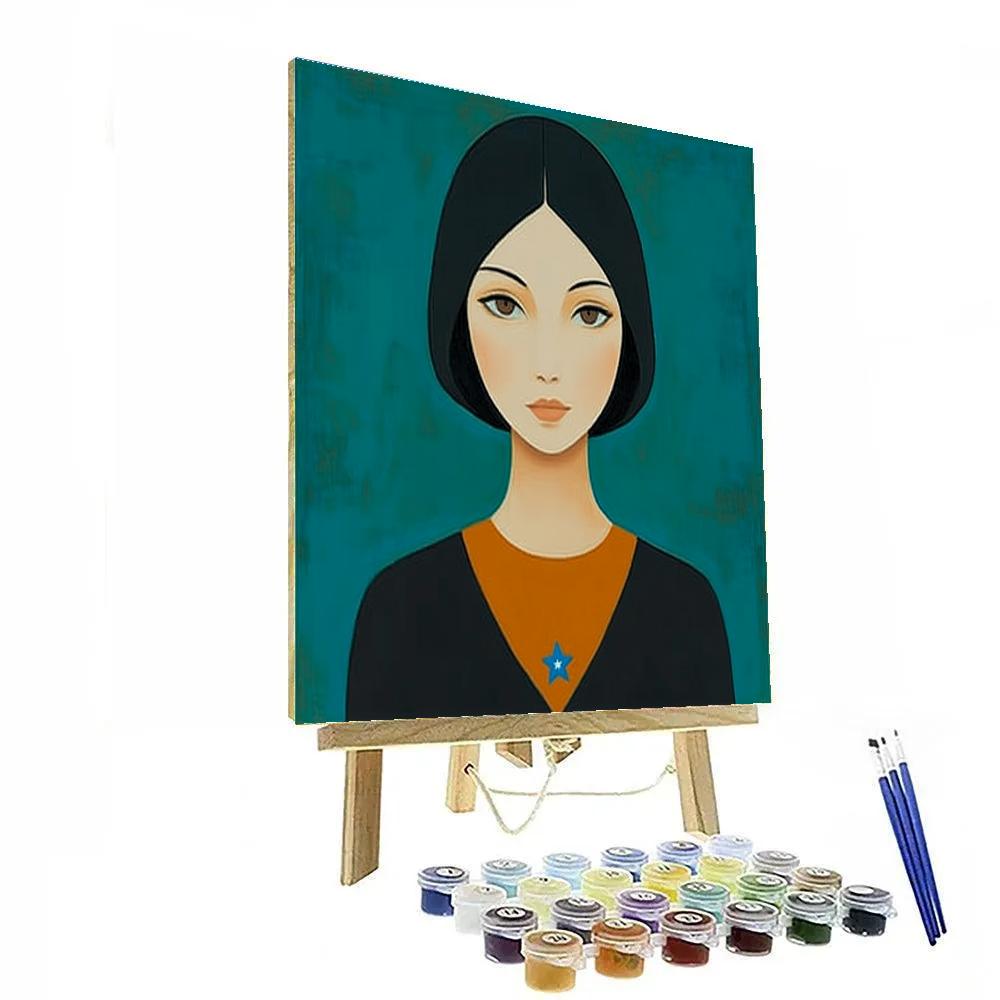 Amedeo Modigliani Inspired Portrait With Blue Star paint by number