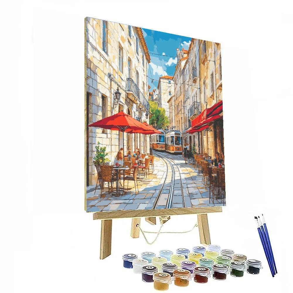 Street Cafes And Tram Lines In Budapest Hungary Painting by numbers kit