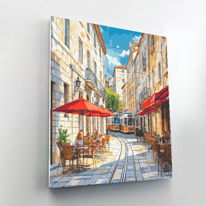 Street Cafes And Tram Lines In Budapest Hungary Painting by numbers kit