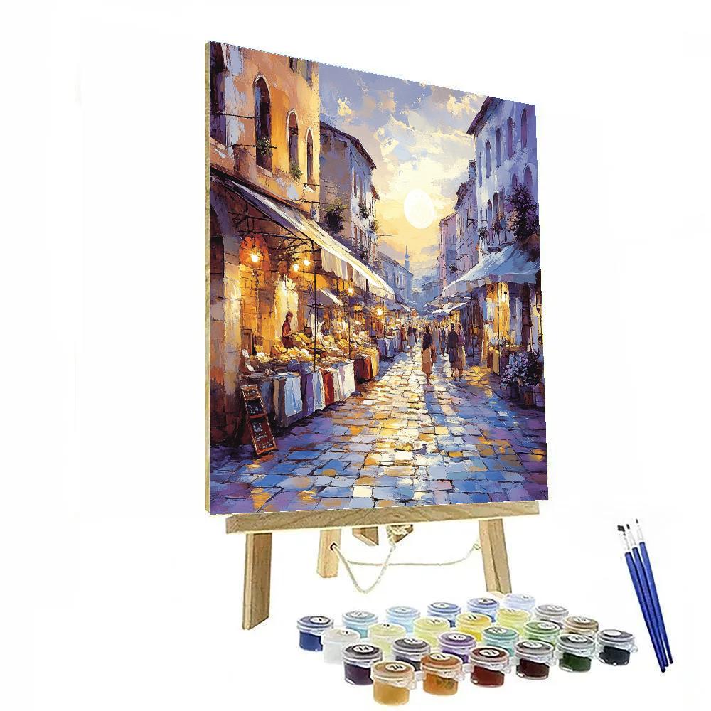 Camille Pissarro Inspired Market At Dawn paint by number