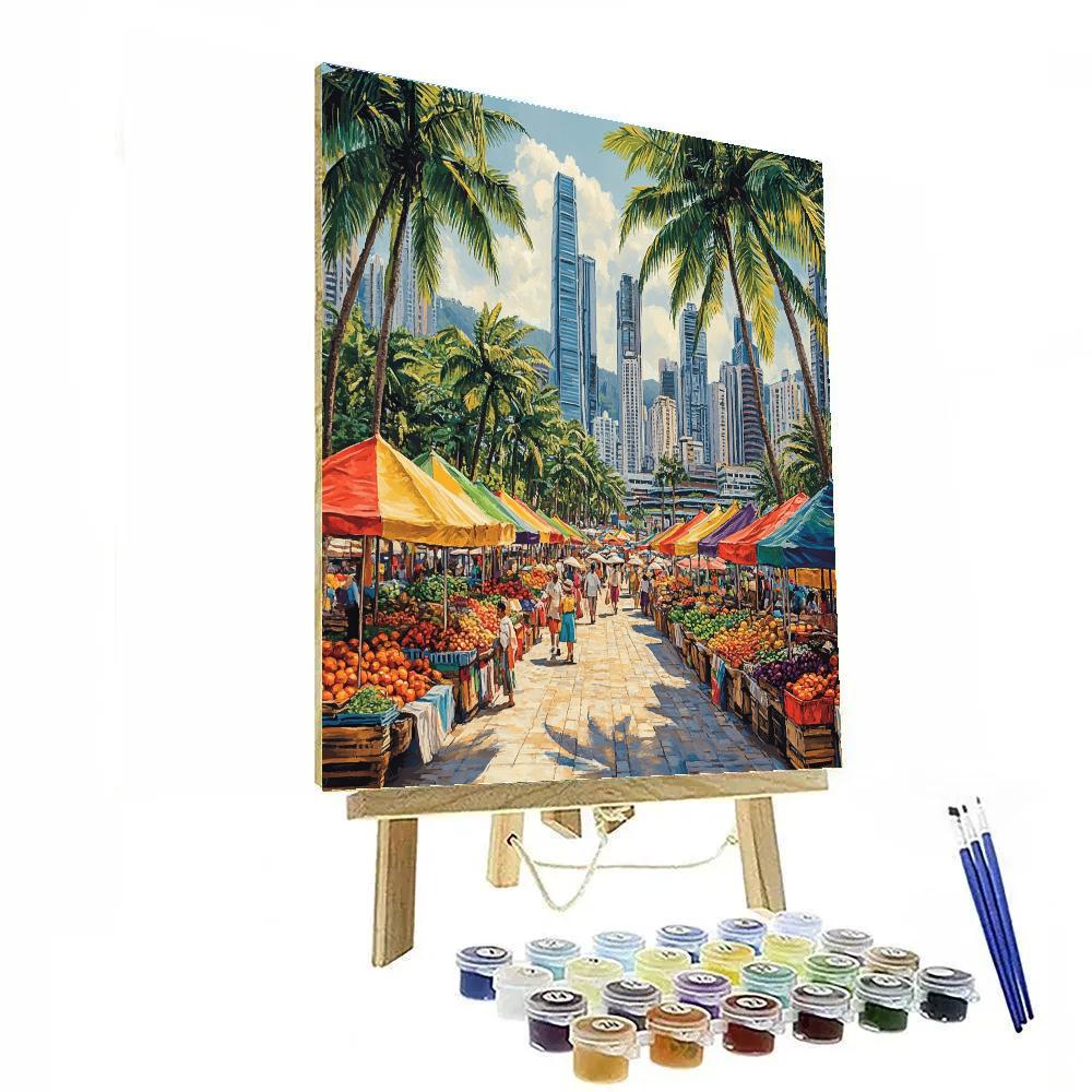Market Stalls And Skyscrapers In Kuala Lumpur Malaysia paint by numbers