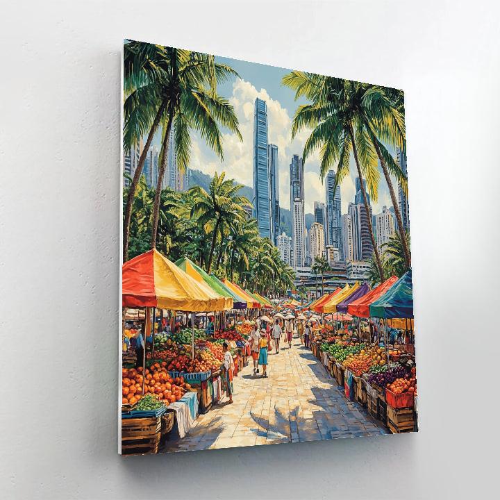 Market Stalls And Skyscrapers In Kuala Lumpur Malaysia paint by numbers