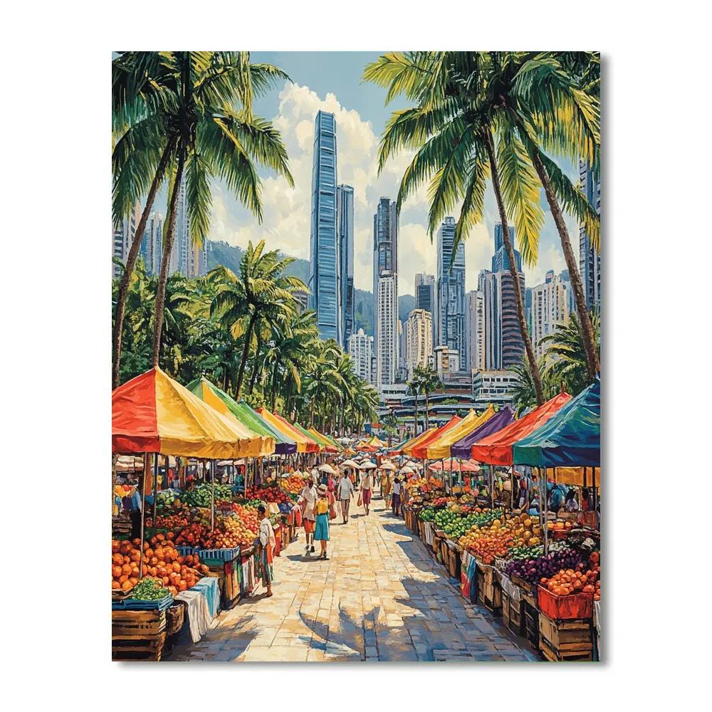 Market Stalls And Skyscrapers In Kuala Lumpur Malaysia paint by numbers