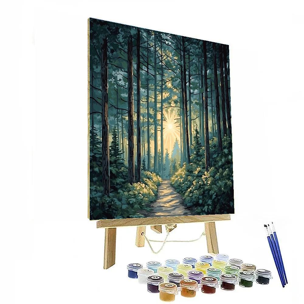 Caspar David Friedrich Inspired Winter Pines And Star paint by color