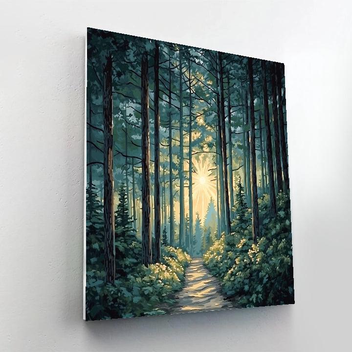 Caspar David Friedrich Inspired Winter Pines And Star paint by color