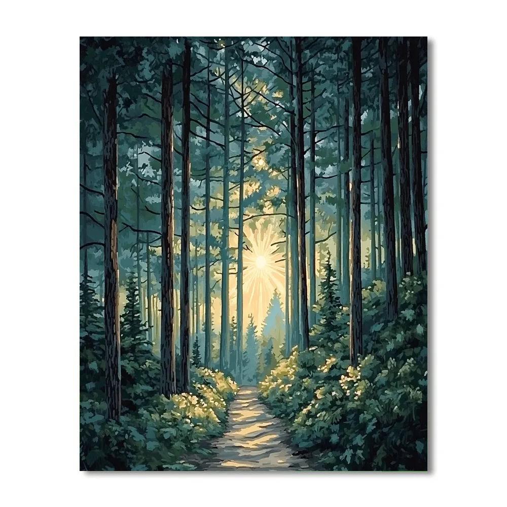 Caspar David Friedrich Inspired Winter Pines And Star paint by color