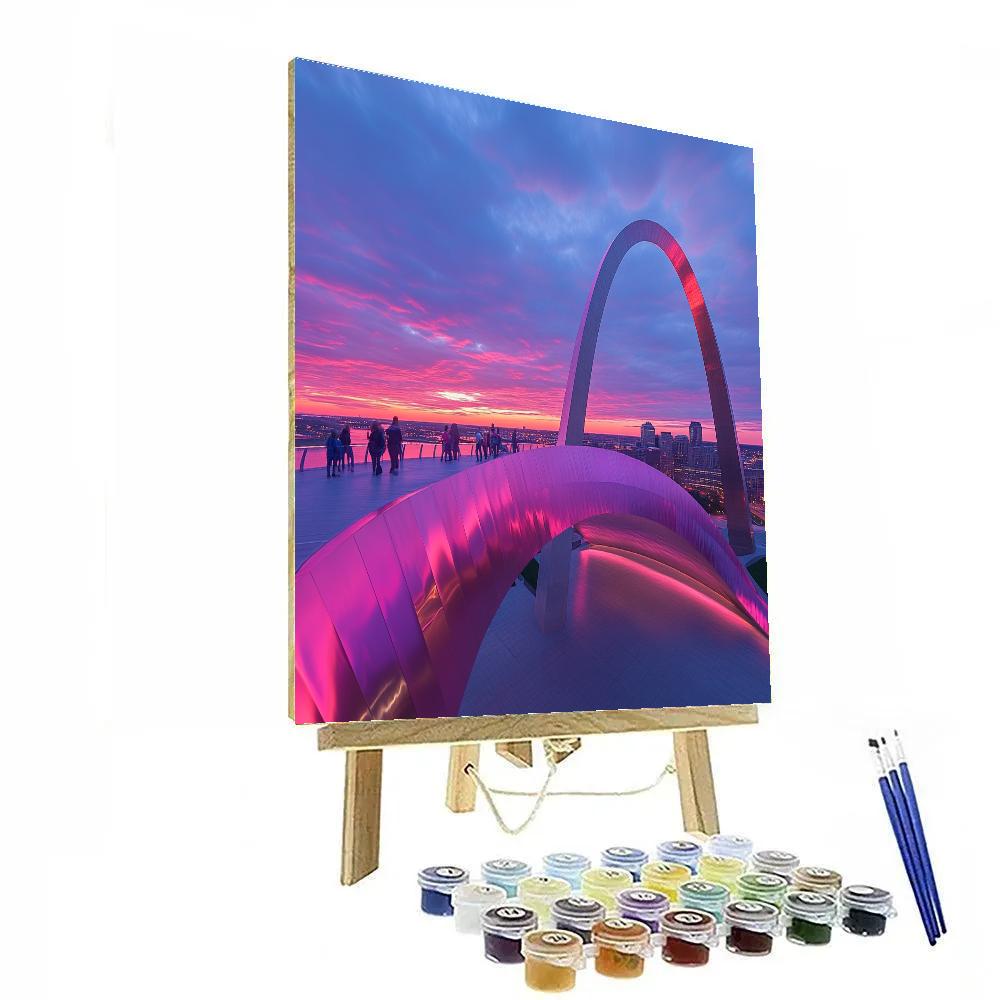 Sunset From Gateway Arch Viewing Platform St. Louis United States Painting by numbers kit