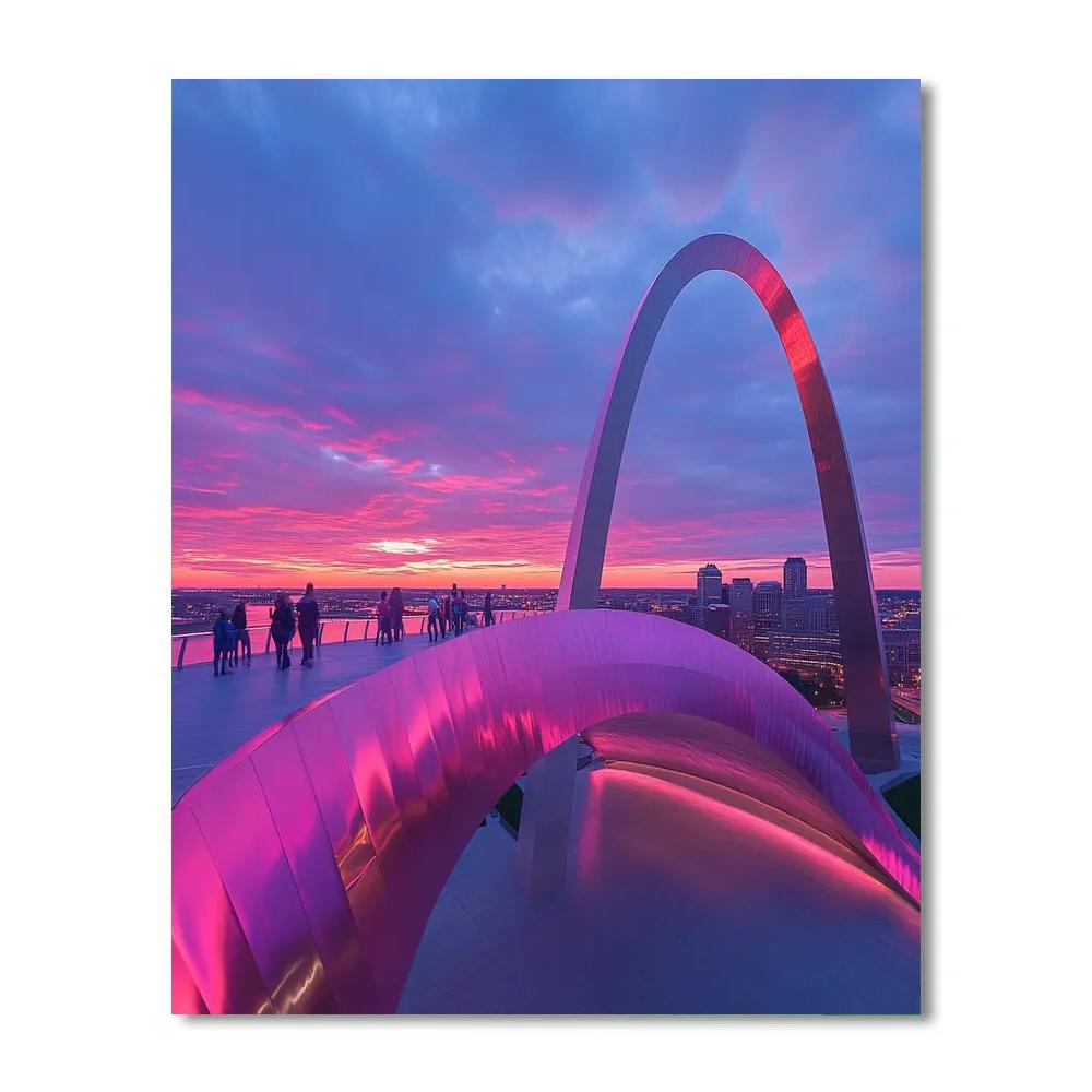 Sunset From Gateway Arch Viewing Platform St. Louis United States Painting by numbers kit