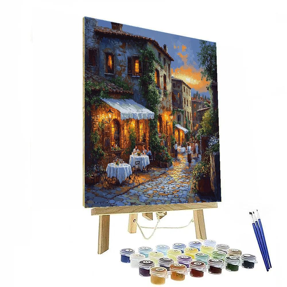 Street Cafes In Trastevere Rome Italy painting number kit