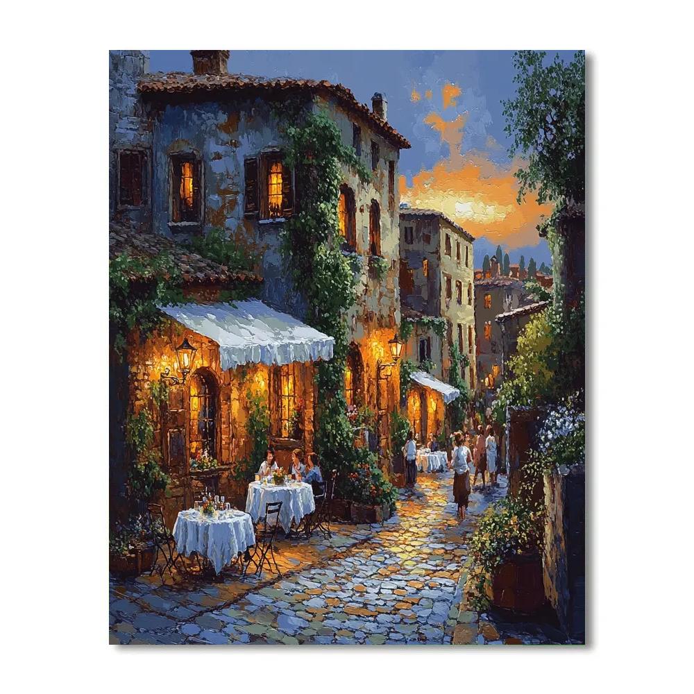Street Cafes In Trastevere Rome Italy painting number kit