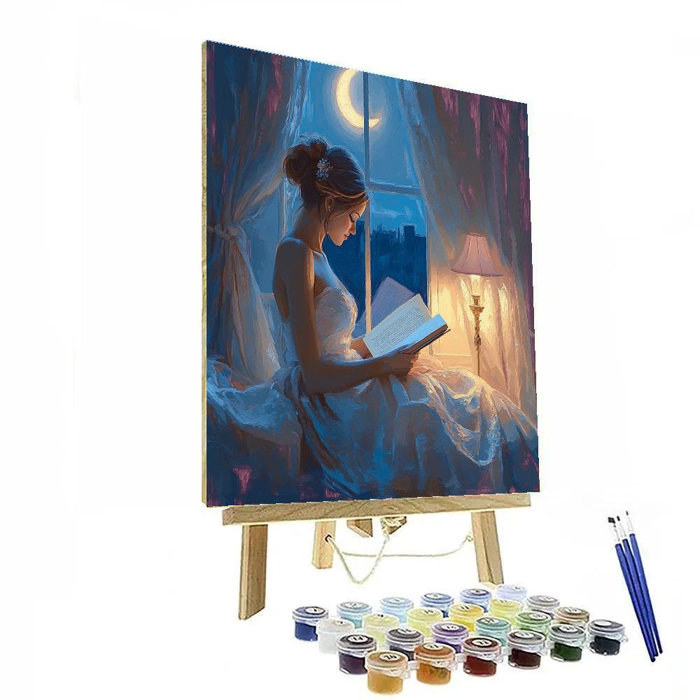 Mary Cassatt Inspired Reading By Moonlight paint by color