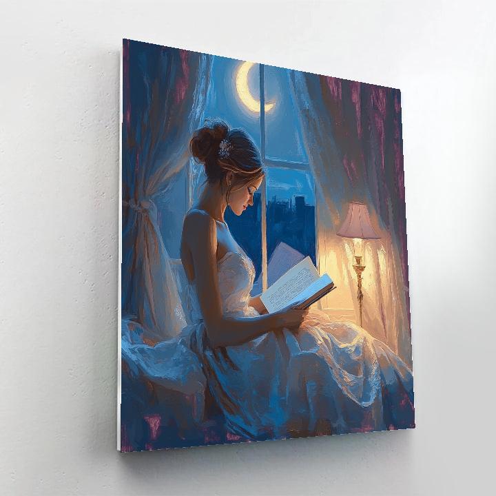 Mary Cassatt Inspired Reading By Moonlight paint by color