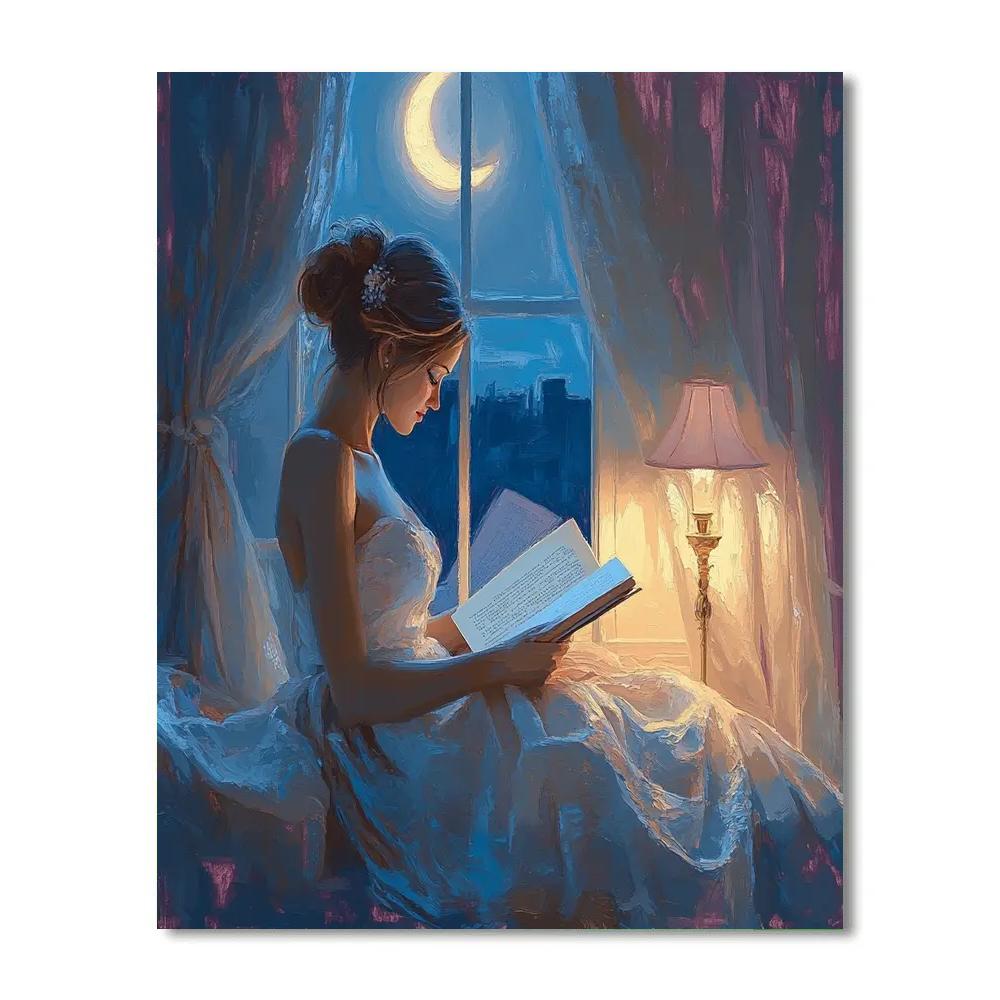 Mary Cassatt Inspired Reading By Moonlight paint by color