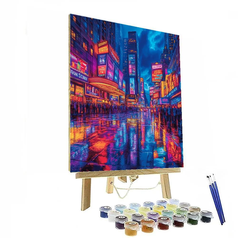 Broadway Theater District With Crowds At Night New York United States Paint by numbers art
