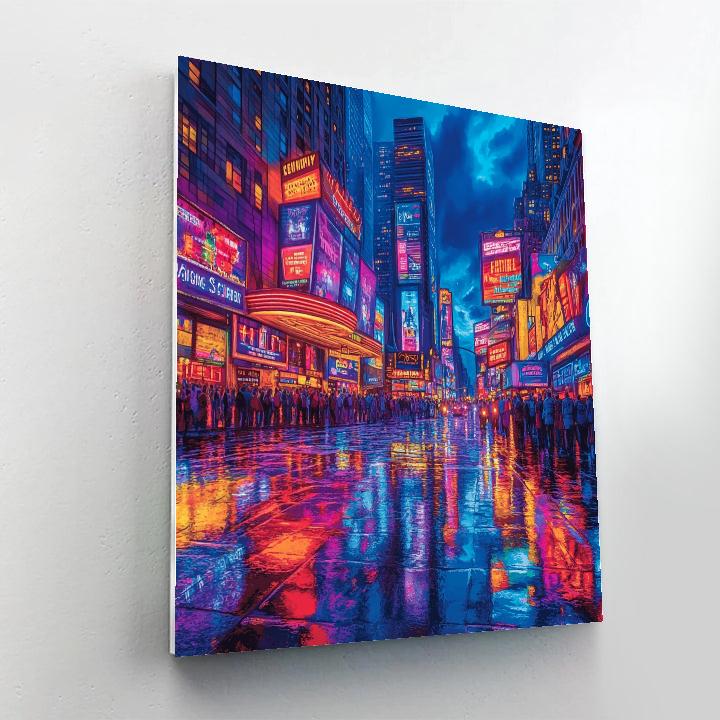 Broadway Theater District With Crowds At Night New York United States Paint by numbers art