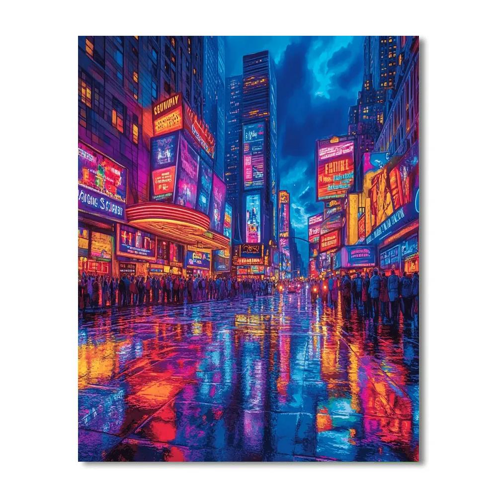 Broadway Theater District With Crowds At Night New York United States Paint by numbers art