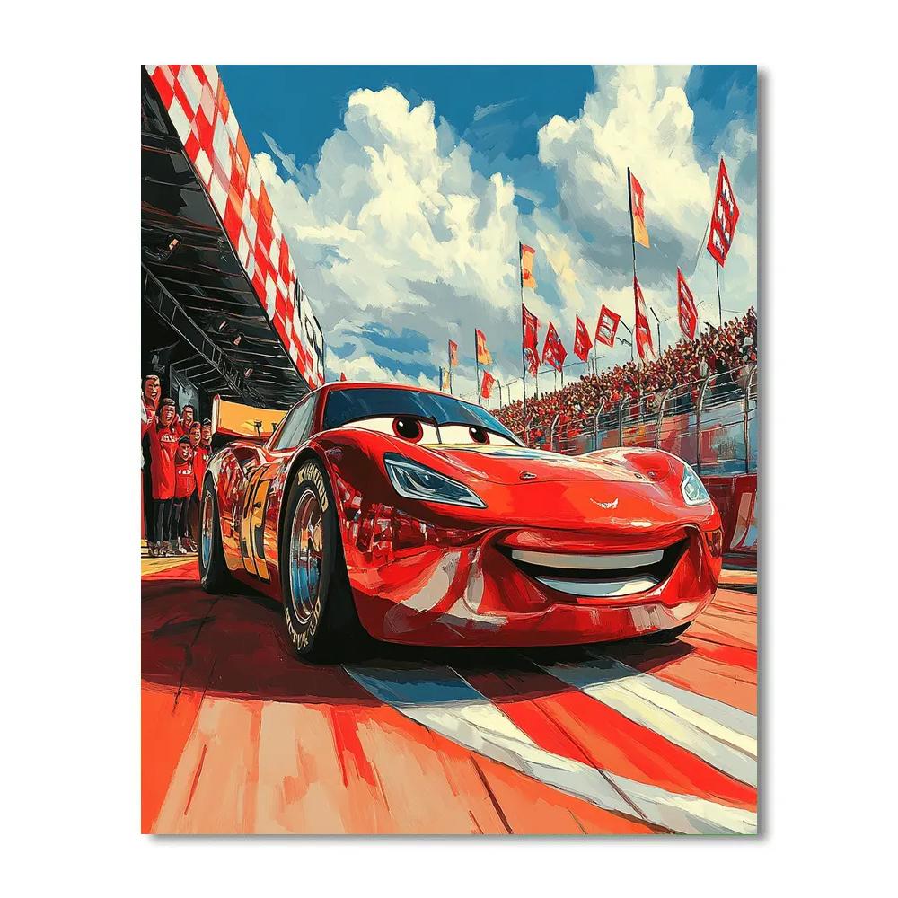 Lightning McQueen Pit Stop Smile Disney Inspired DIY paint by numbers