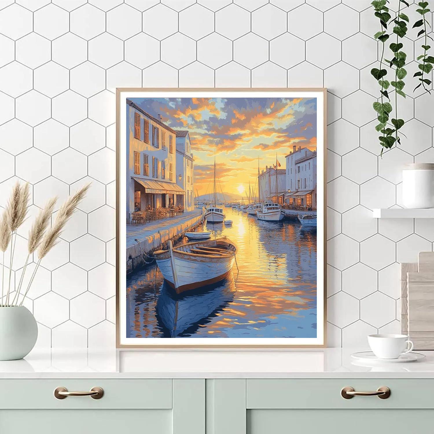 Old Port Quayside With Fishing Boats In Marseille France Paint by numbers kits
