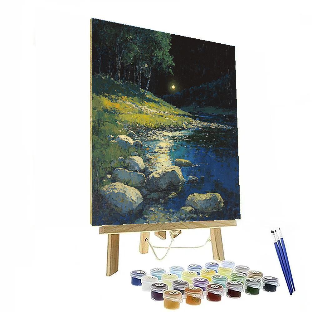Gustave Courbet Inspired River Stones At Night painting number kit