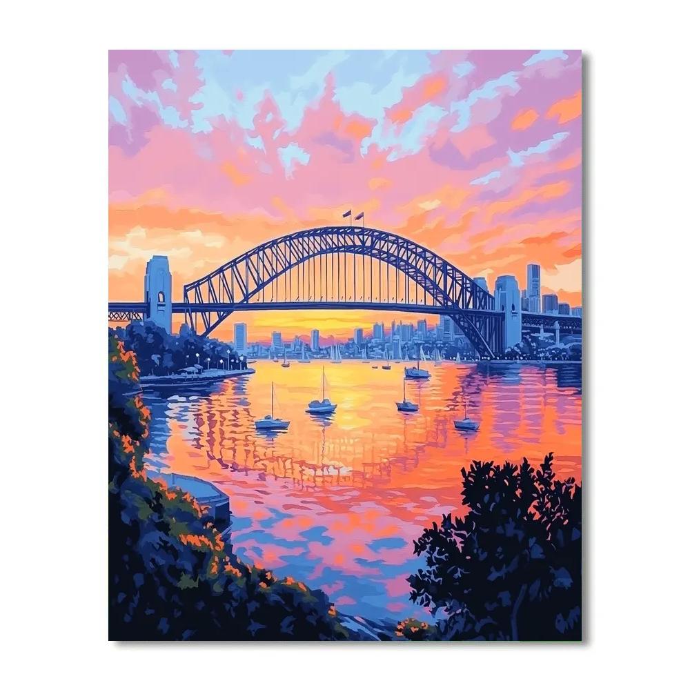 Sunrise Over Sydney Harbour Bridge Australia Painting by numbers kit
