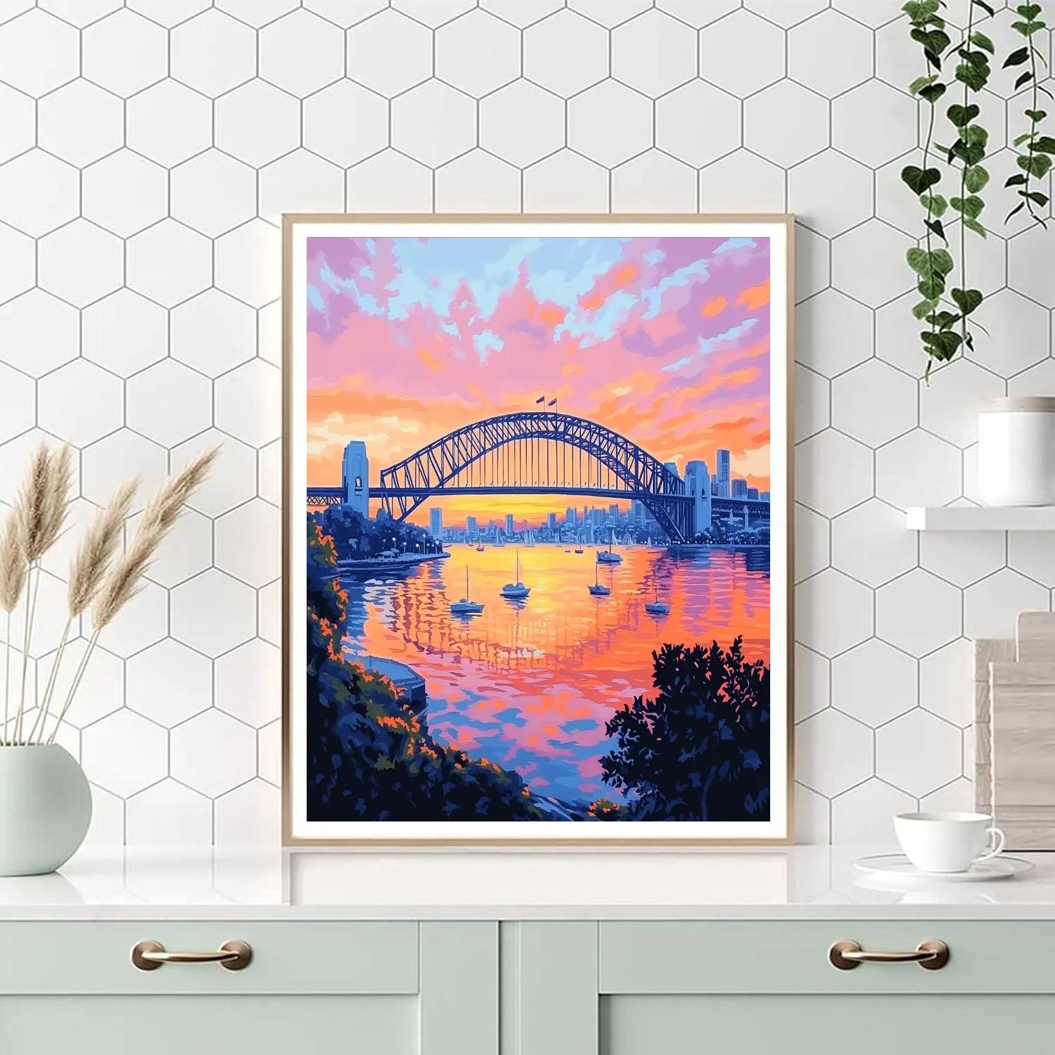 Sunrise Over Sydney Harbour Bridge Australia Painting by numbers kit