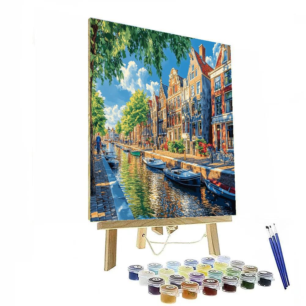 Historic Waterfront And Gables In Amsterdam Netherlands Number painting