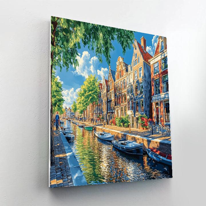 Historic Waterfront And Gables In Amsterdam Netherlands Number painting